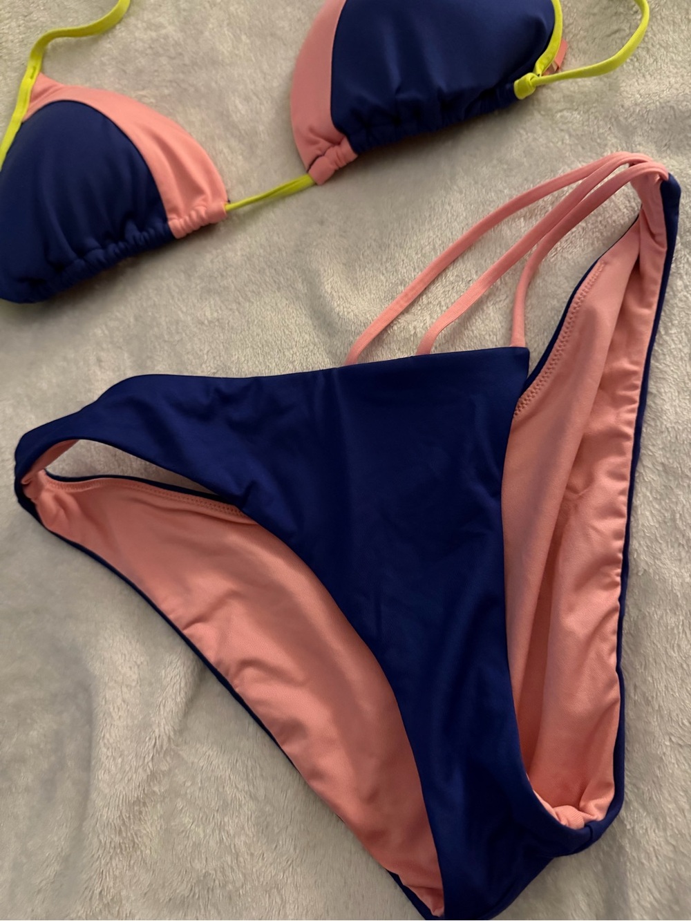 Blue and Pink Triangle Bikini Set